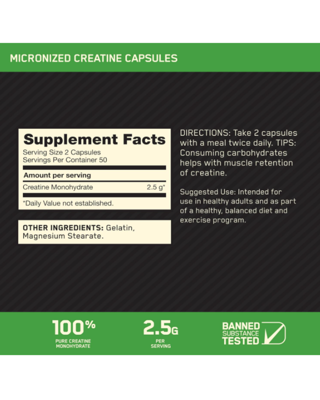 Creatina Micronizada 2.5G ON Caps.