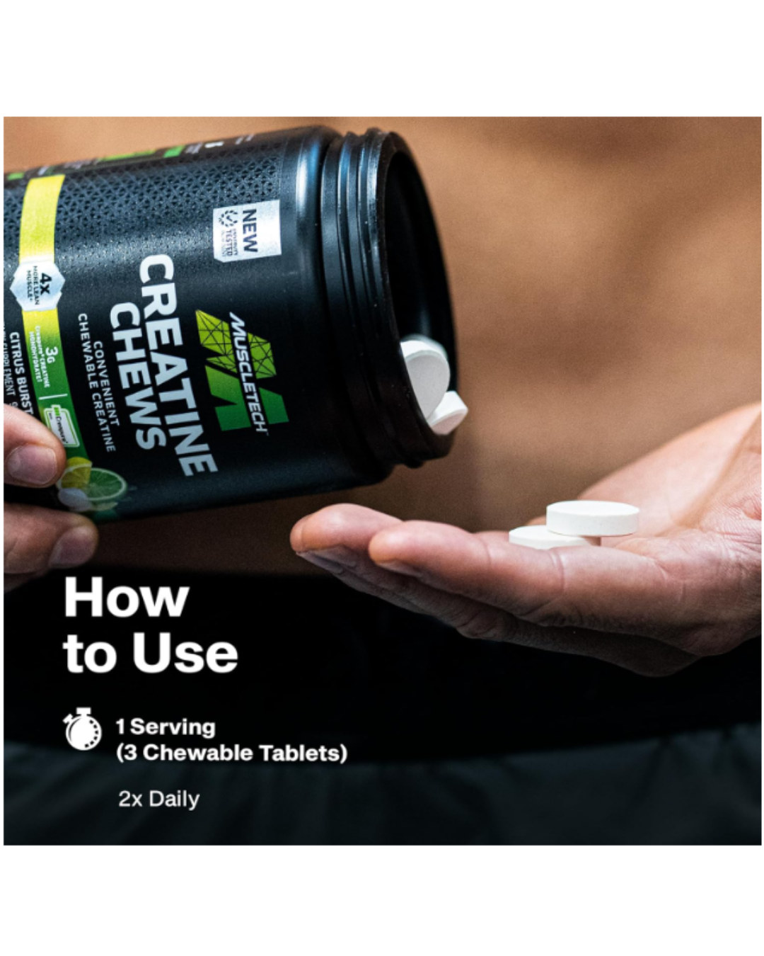 Creatina Monohidrata 3G MuscleTech  Pastillas Masticables